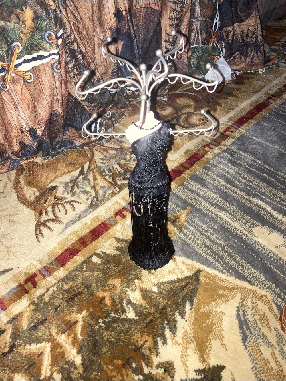Black Dress Form Jewelry Stand - Elegant Beaded Organizer